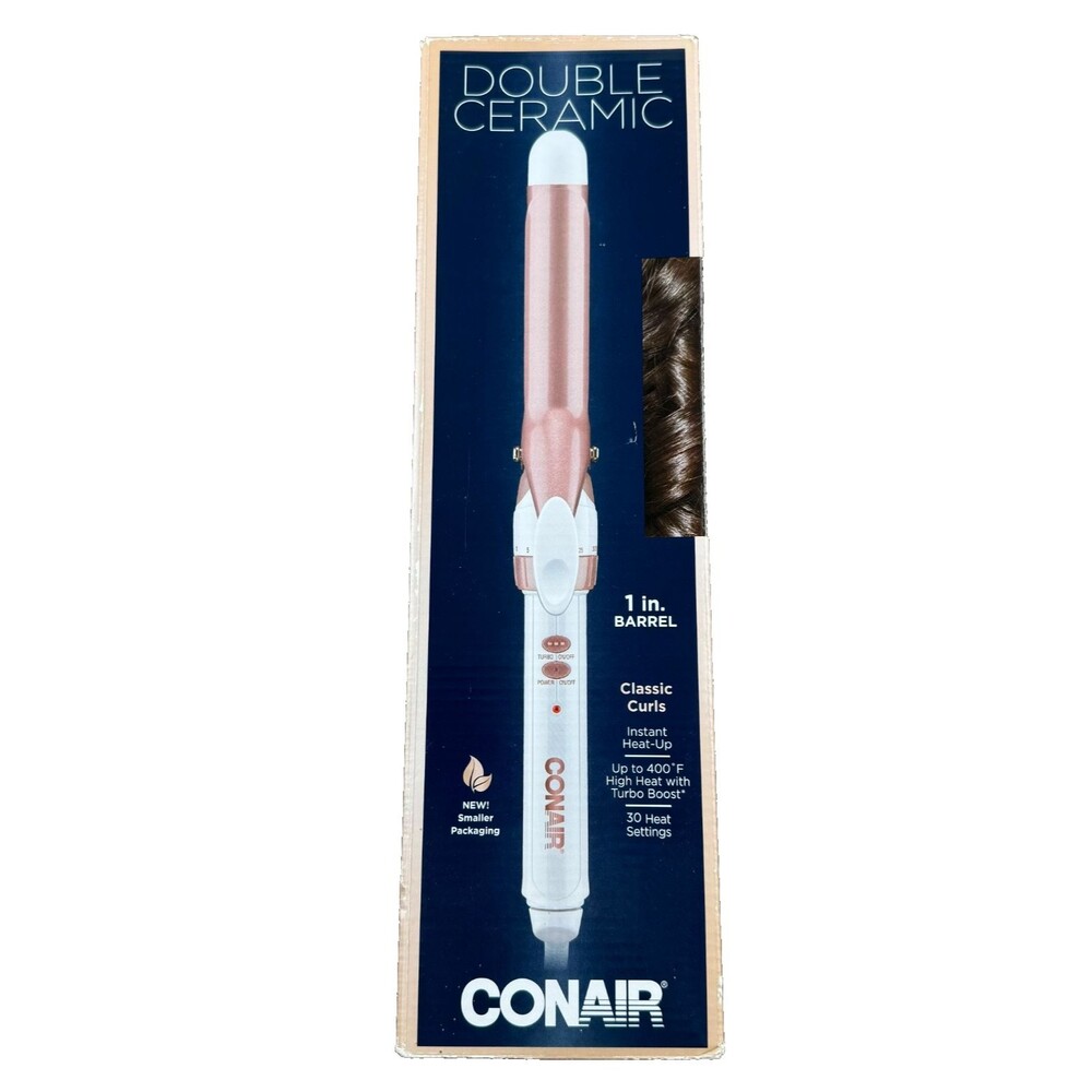 CONAIR Double Ceramic Curling Iron 1 Inch Barrel Classic Curls Rose Gold